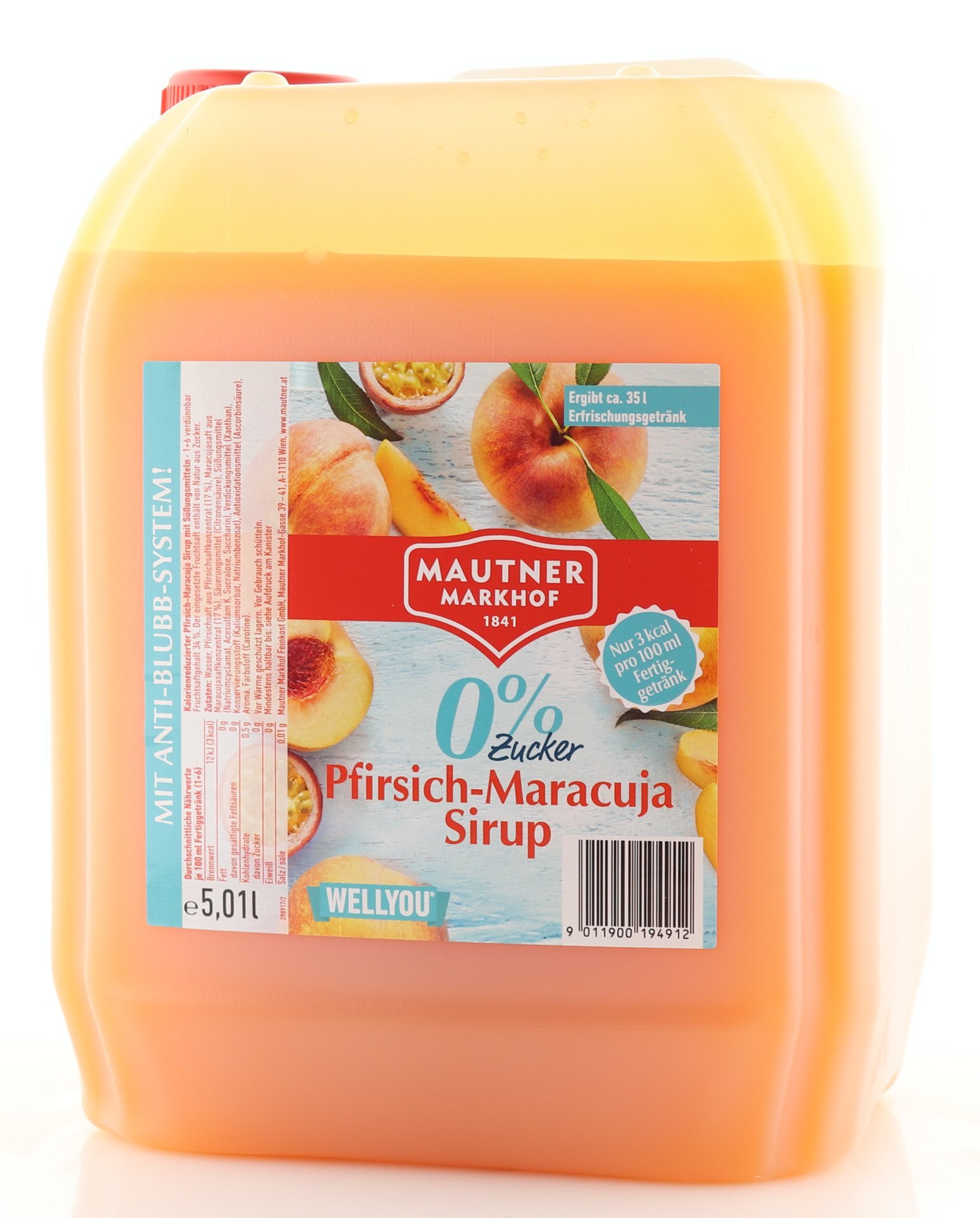 Mautner Markhof 0% Zucker Sirup Pfirsich-Maracuja 5L Kanister