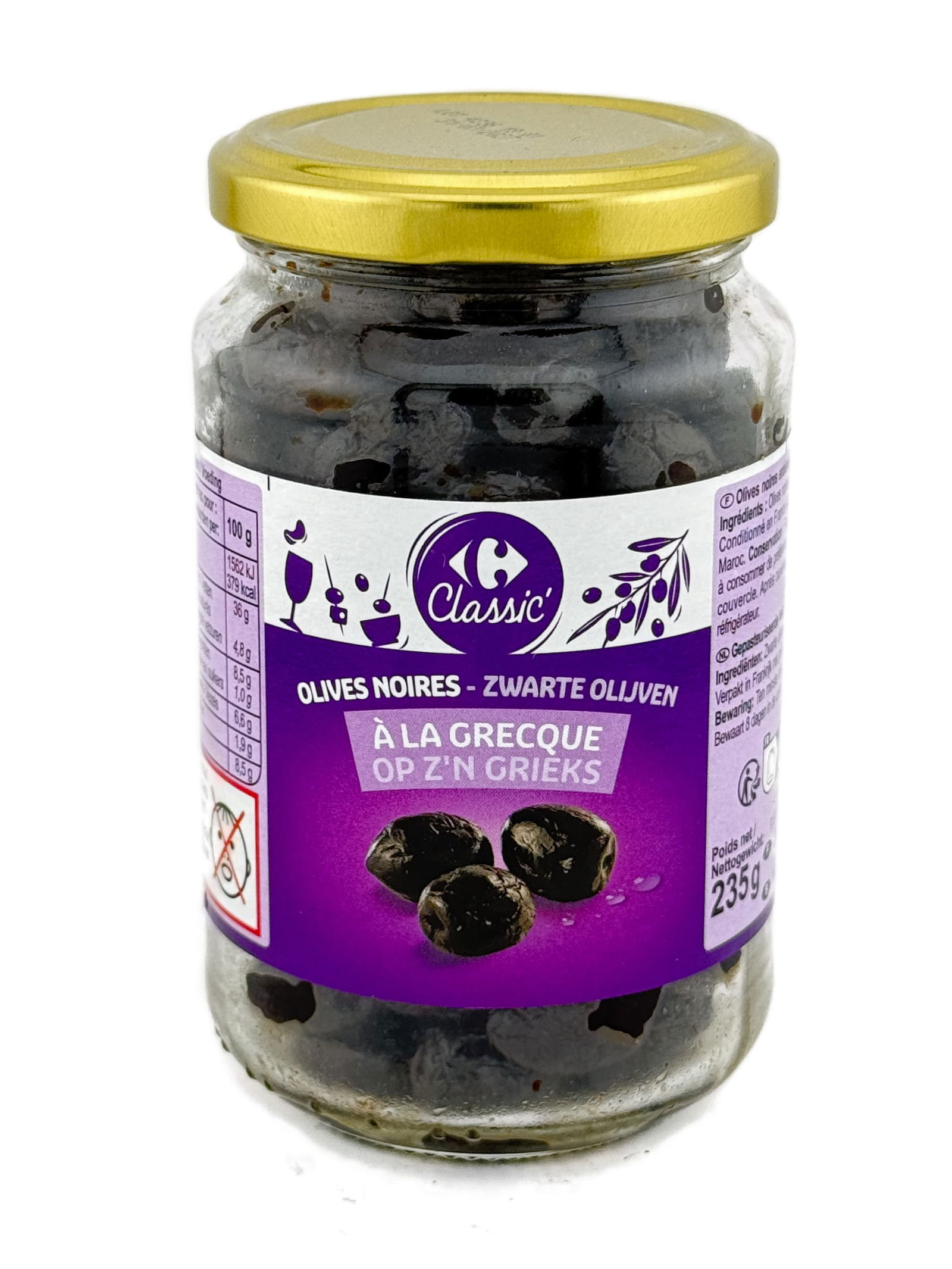 Carrefour Classic Schwarze Oliven nach griechischer Art 235g