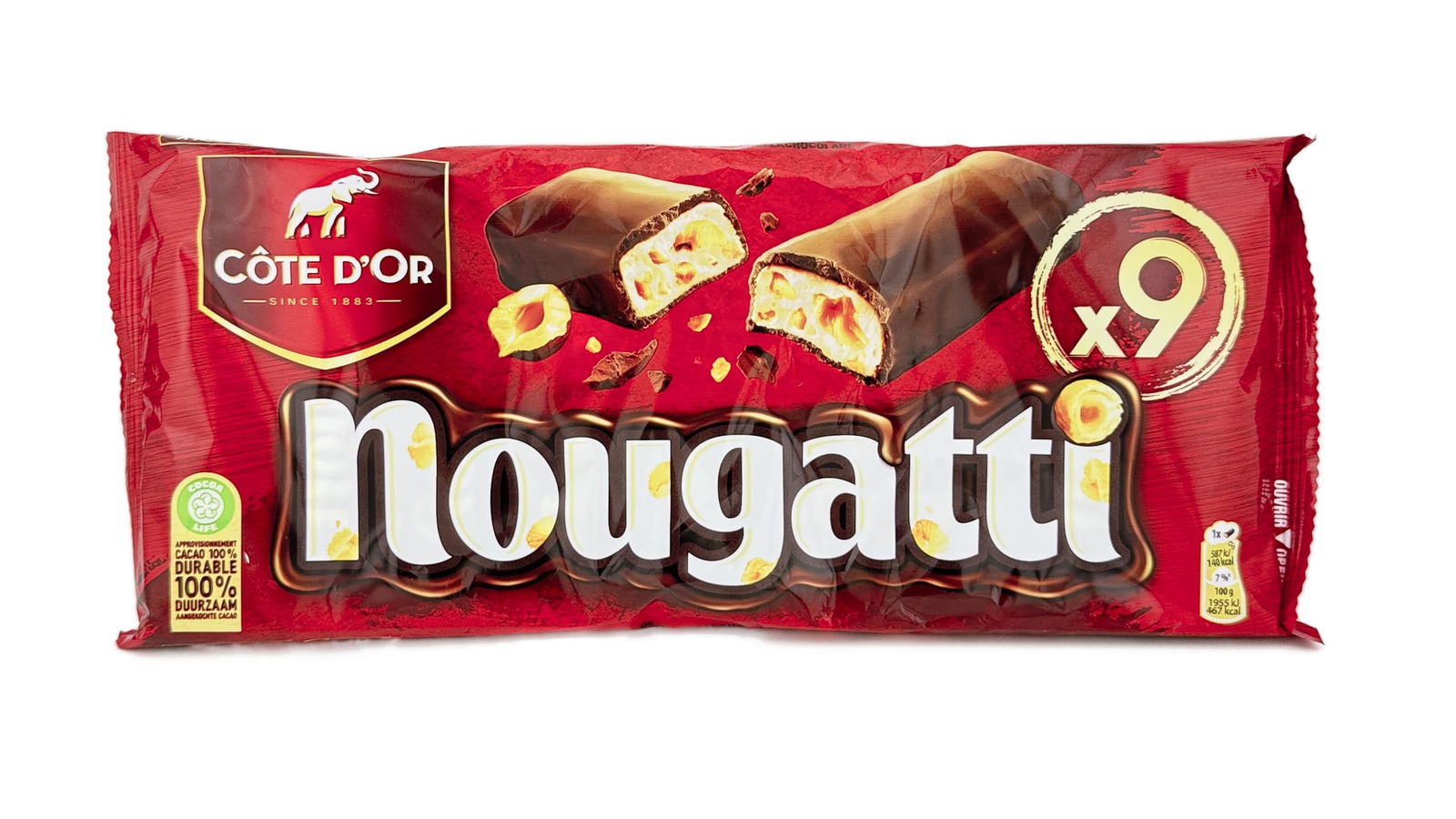 Cote d´Or Nougatti Schokoriegel mit Nougatfüllung 9 Stück
