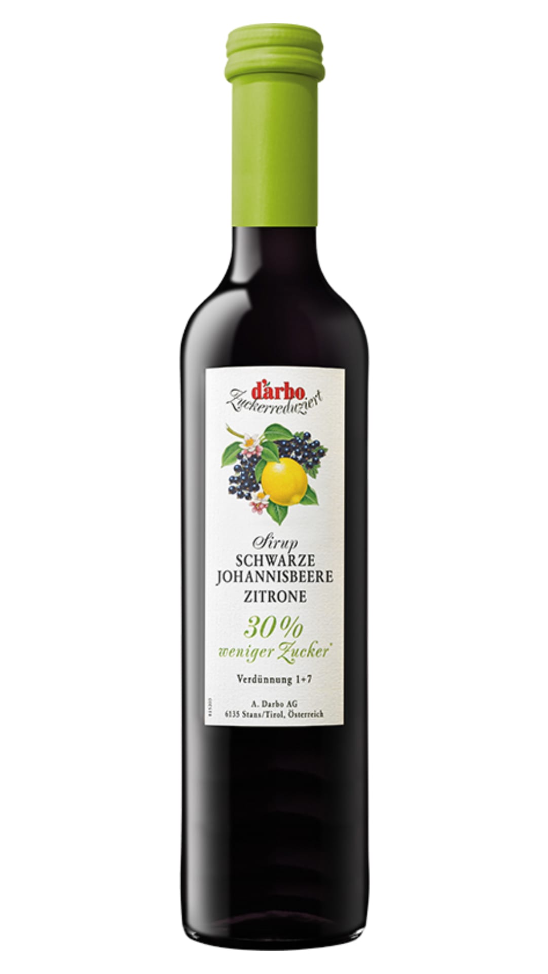 Darbo Sirup Schwarze Johannisbeere Zitrone Zuckerreduziert 0,5L