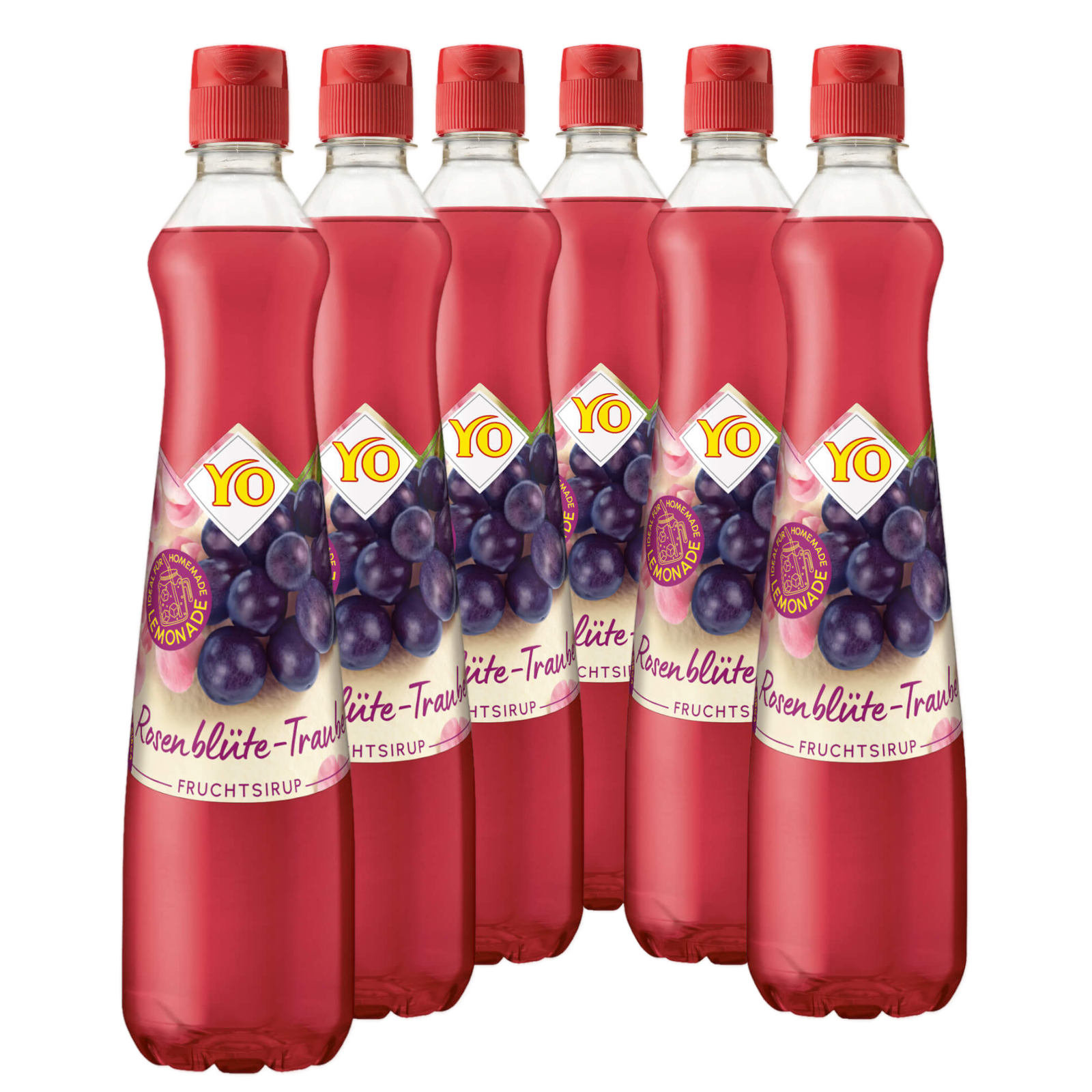 6 × YO Sirup Homemade Lemonade Rosenblüte-Traube