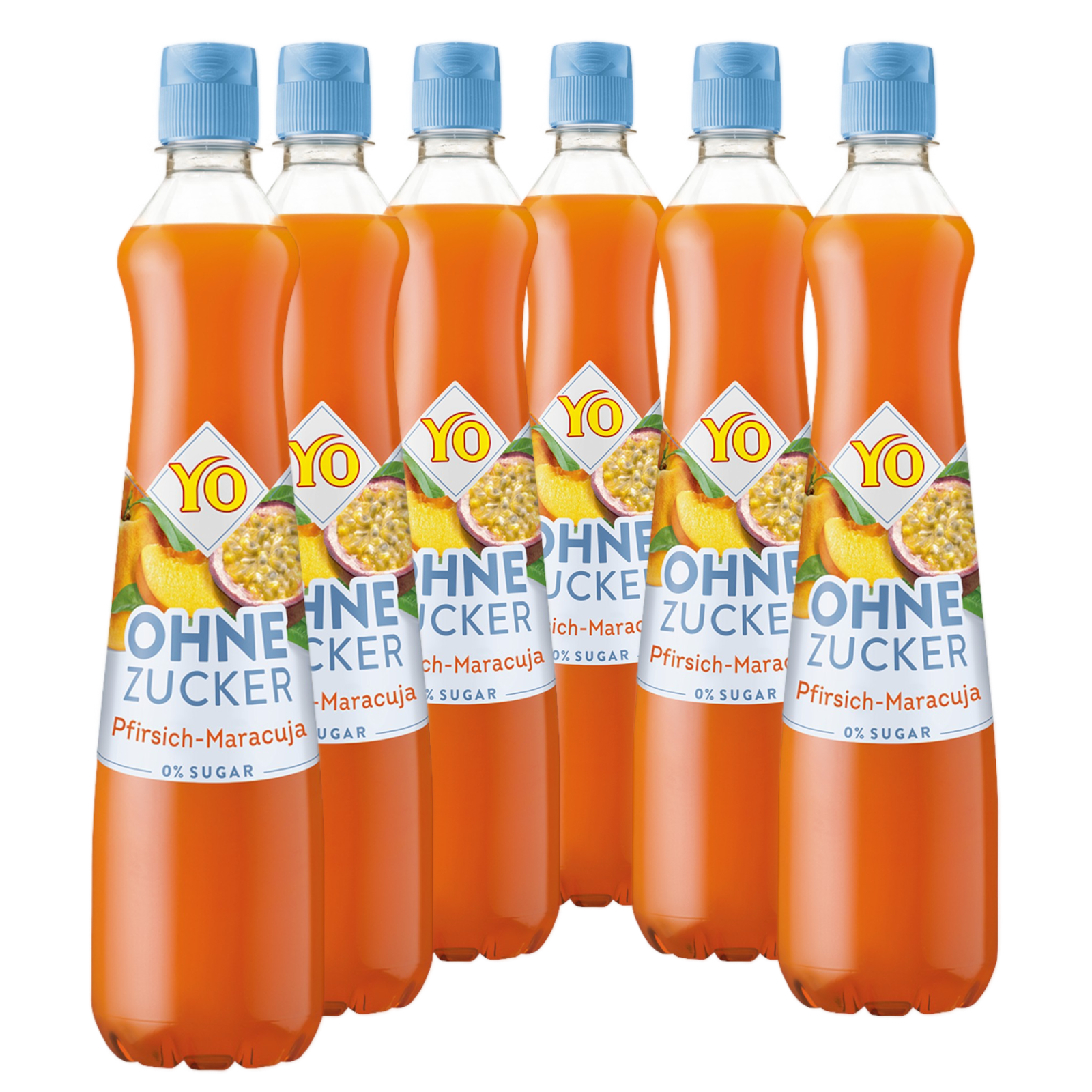 6 × YO Sirup Pfirsich Maracuja ohne Zucker