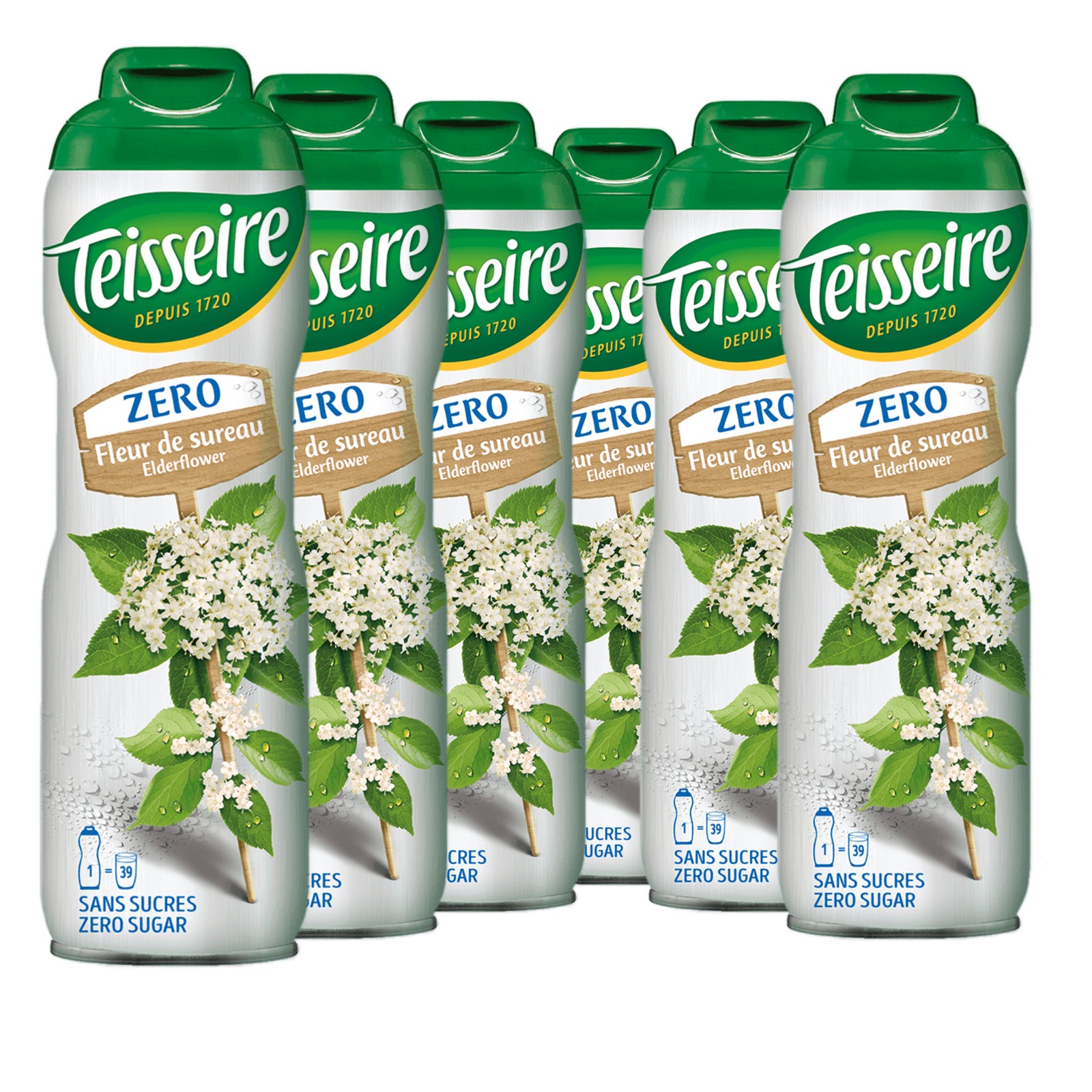 6 × Teisseire Zero Sirup Holunderblüte 600ml