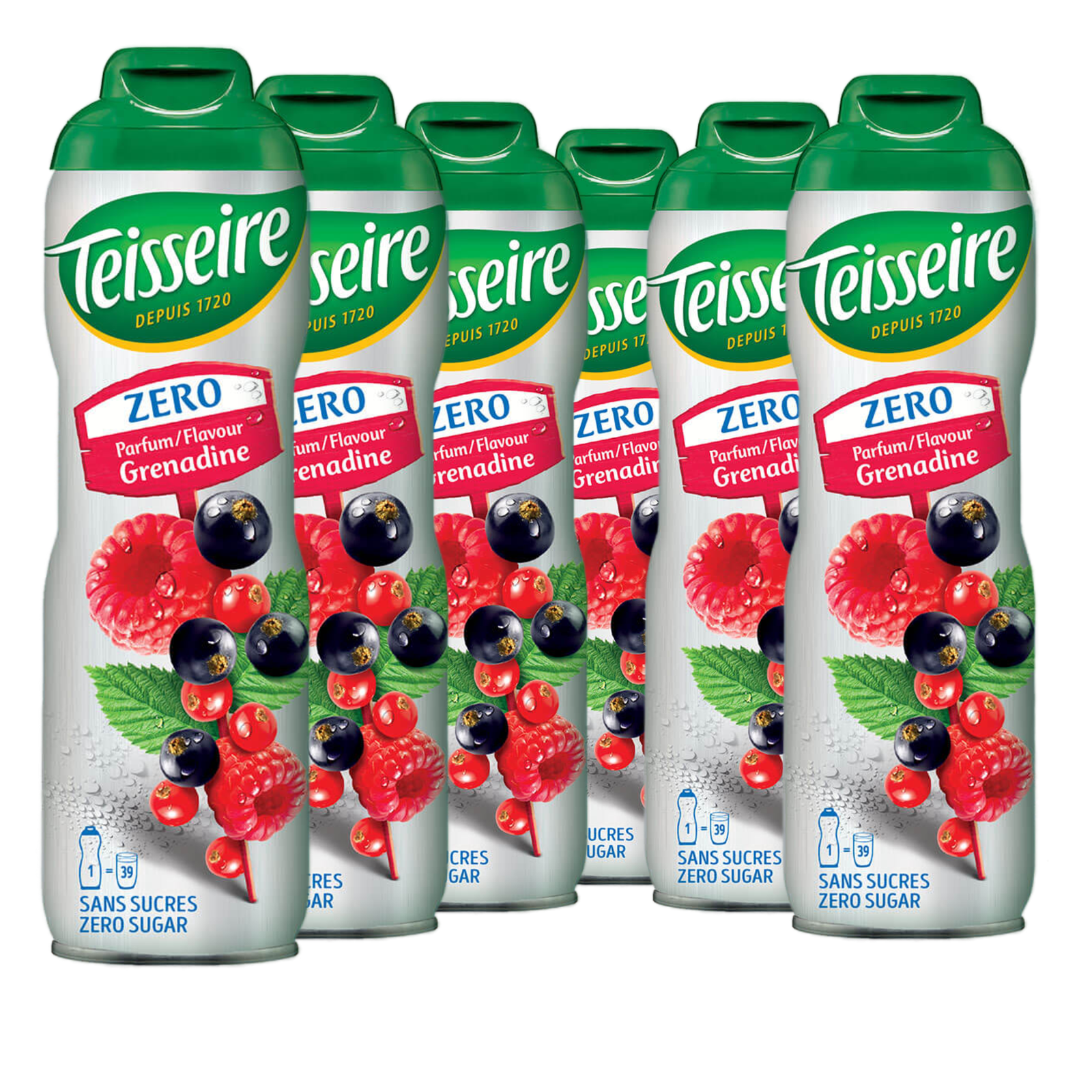 6 × Teisseire Zero Sirup Grenadine 600ml