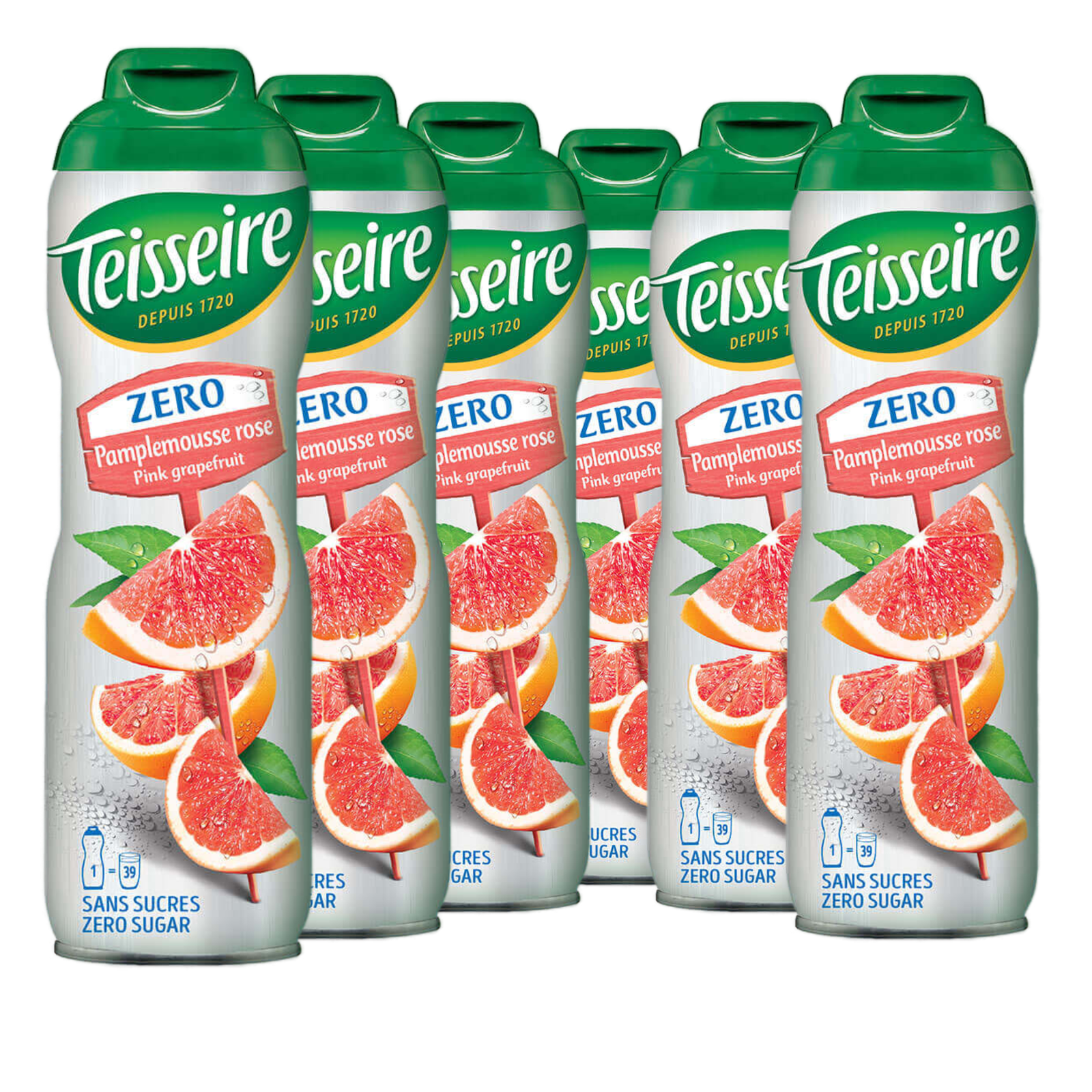 6 × Teisseire Zero Sirup Pink Grapefruit 600ml