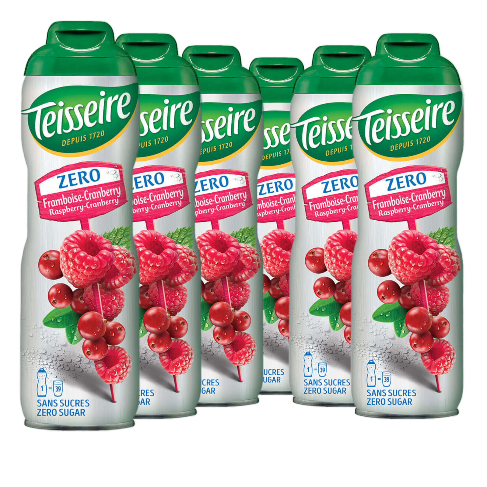 6 × Teisseire Zero Sirup Cranberry-Himbeere 600ml