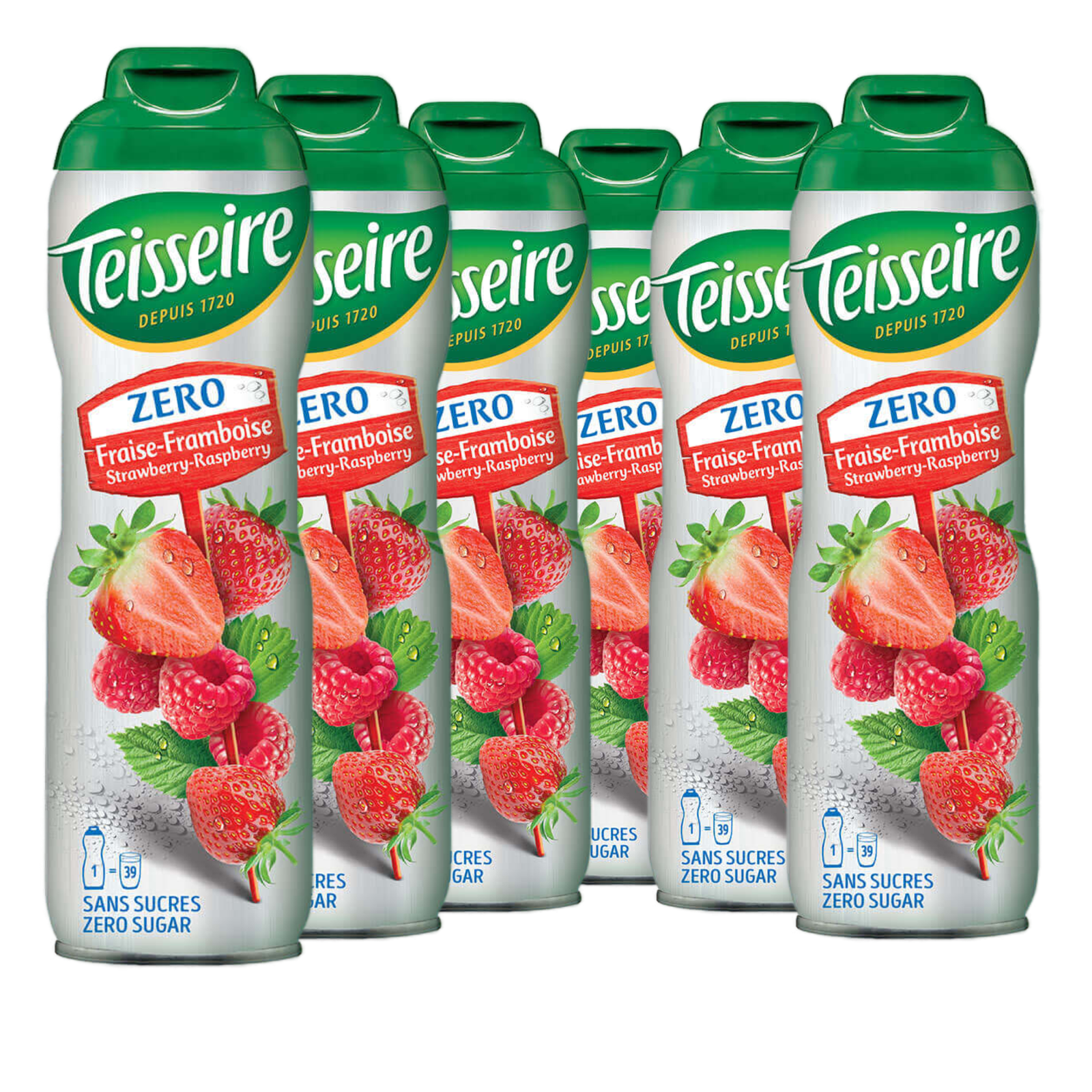 6 × Teisseire Zero Sirup Erdbeere-Himbeere 600ml
