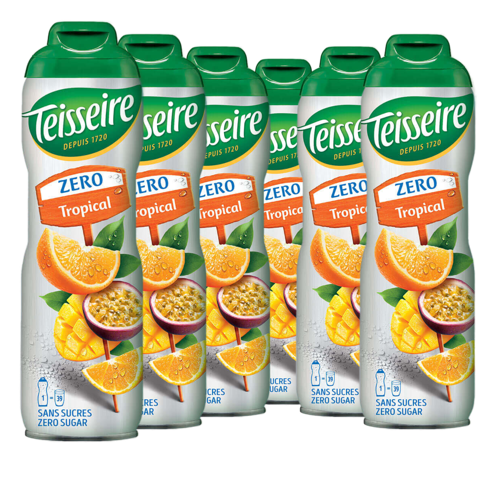 6 × Teisseire Zero Sirup Tropical 600ml