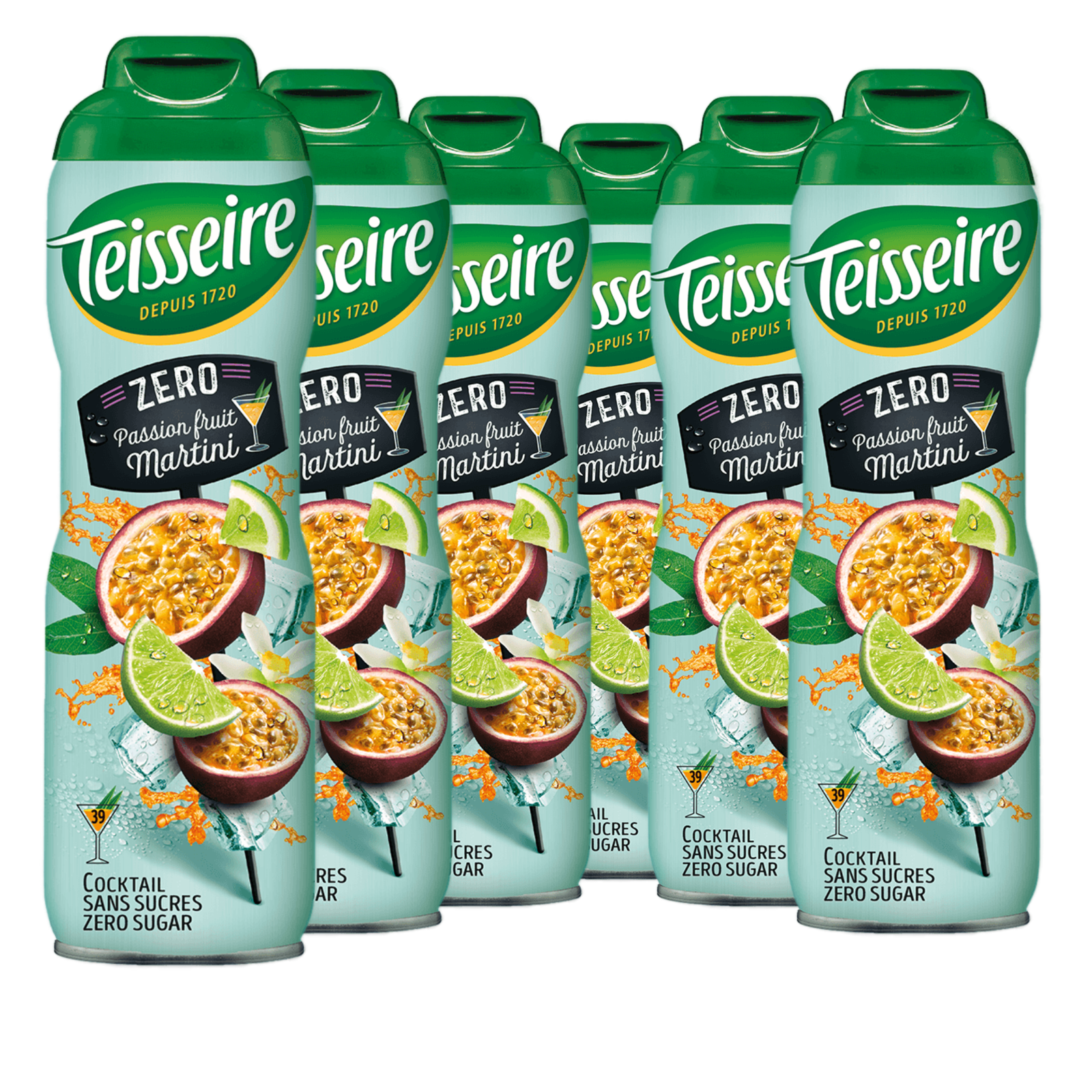 6 × Teisseire Cocktail Zero Sirup Passionfruit Martini 600ml