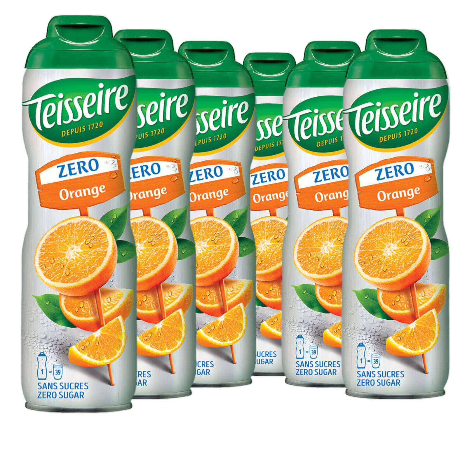 6 × Teisseire Zero Sirup Orange 600ml