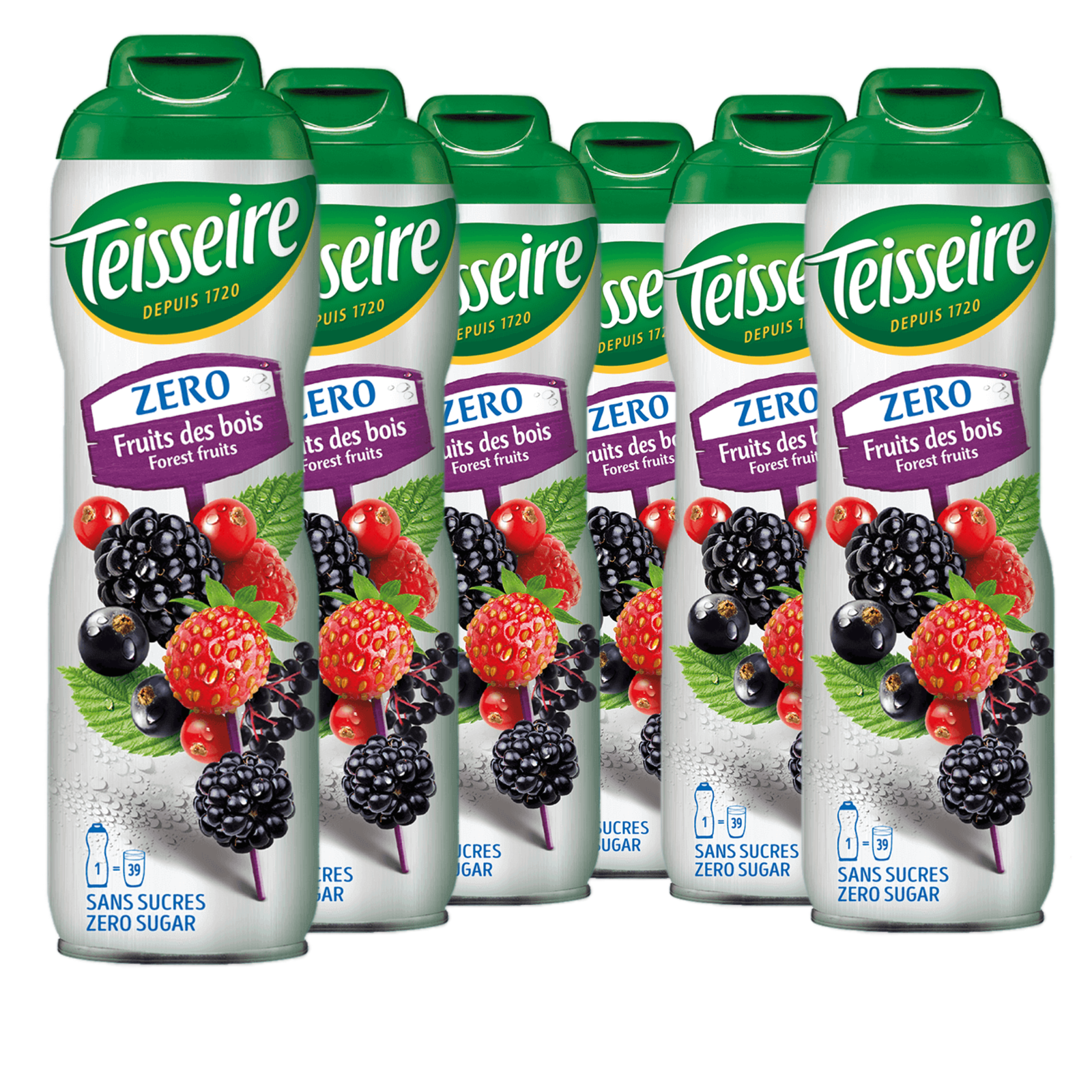 6 × Teisseire Zero Sirup Waldfrüchte 600ml