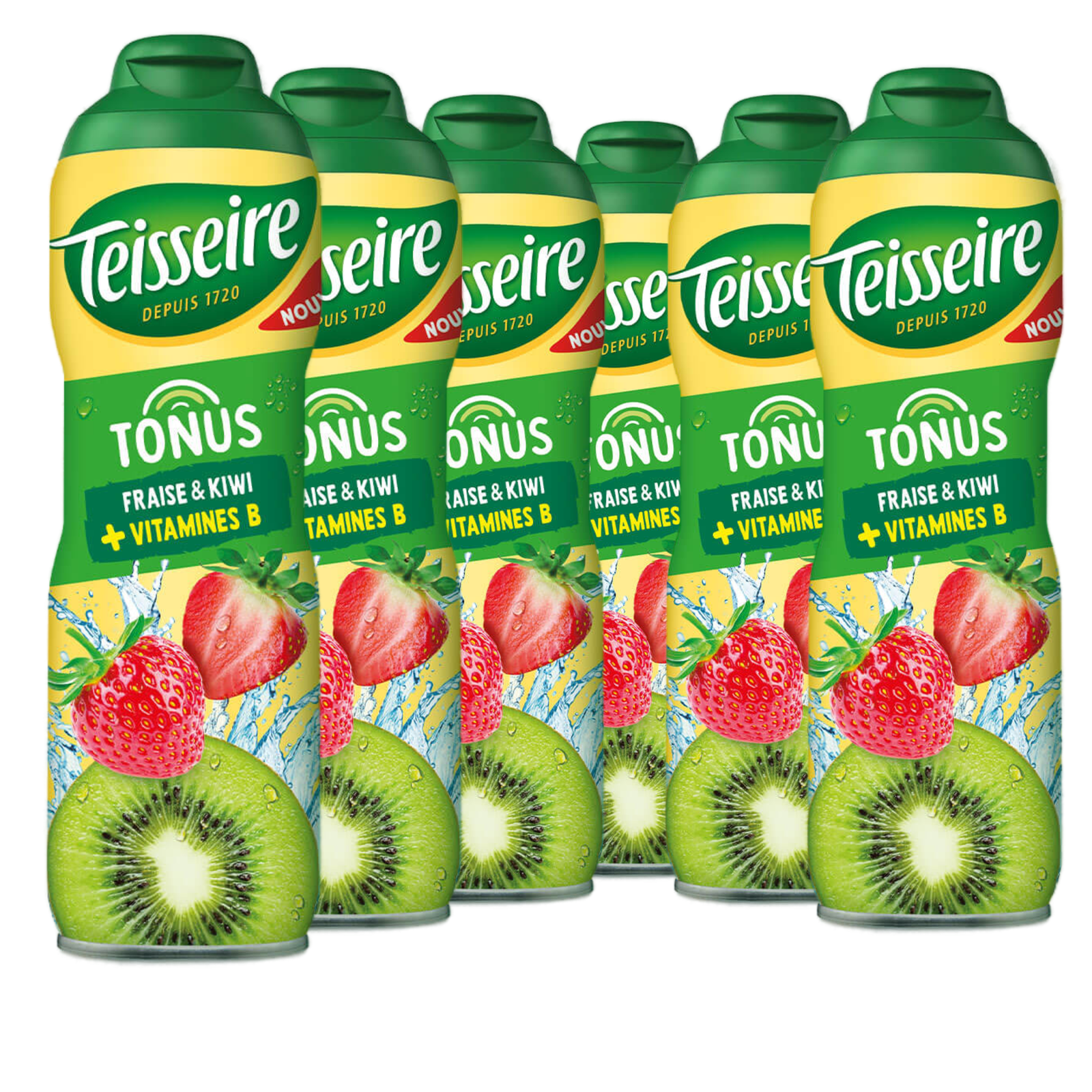 6 × Teisseire Sirup Tonus Erdbeer Kiwi + Vitamin B