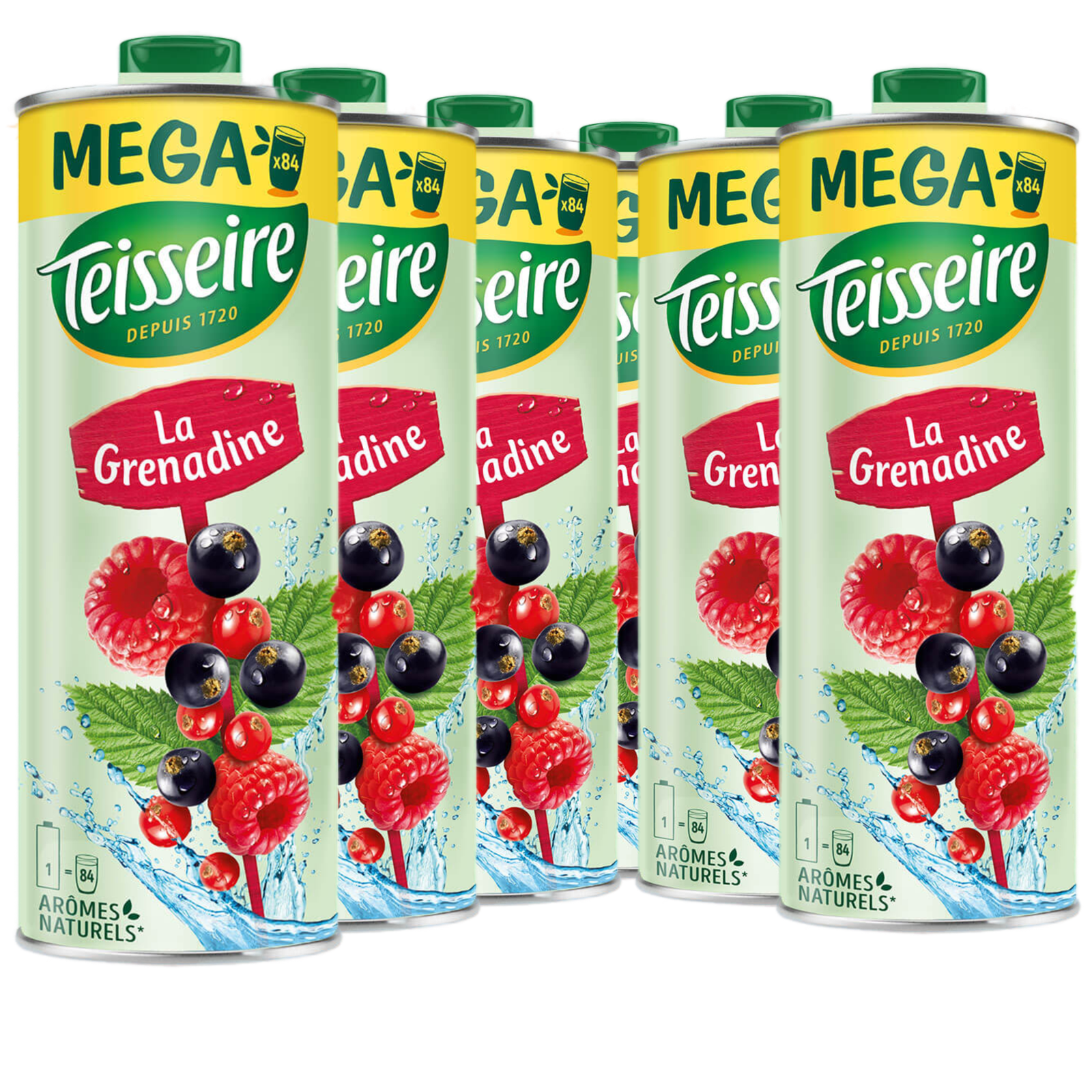 6 × Teisseire Sirup Mega Grenadine 1,3L