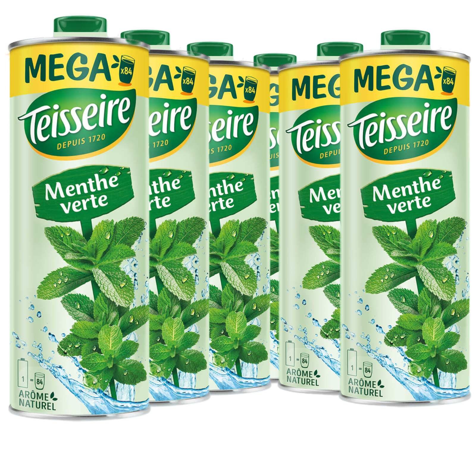 6 × Teisseire Sirup Mega Minze 1,3L