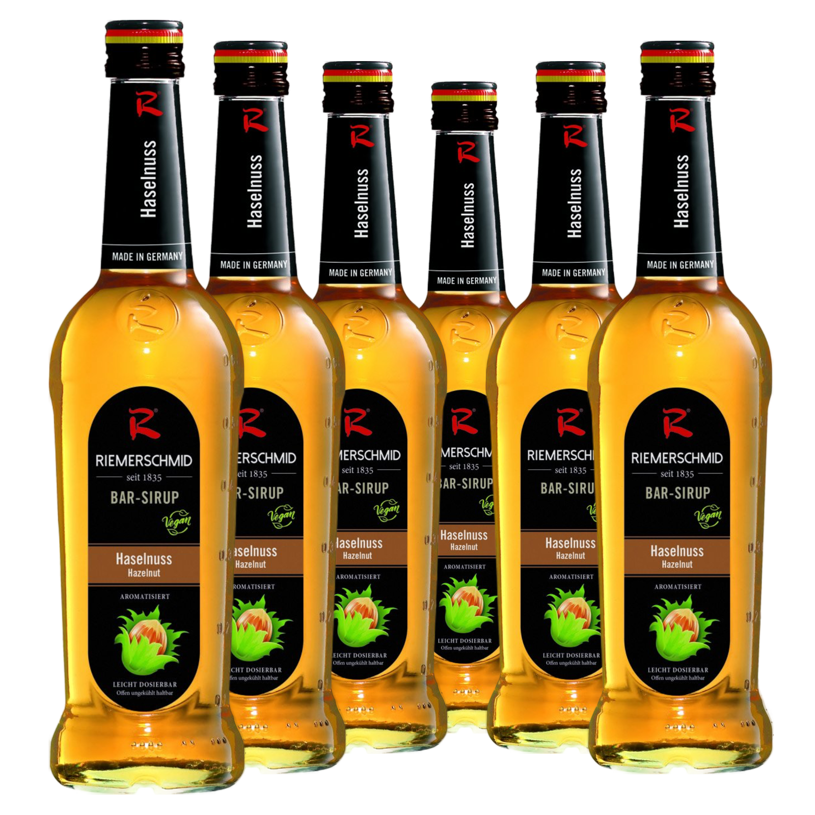 6 × Riemerschmid Bar-Sirup Haselnuss Geschmack 0,7L