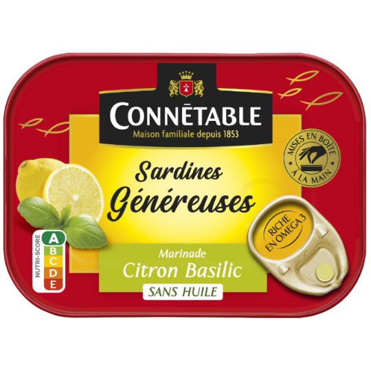 Connétable Sardinen Zitrone-Basilikum ohne Öl 140g