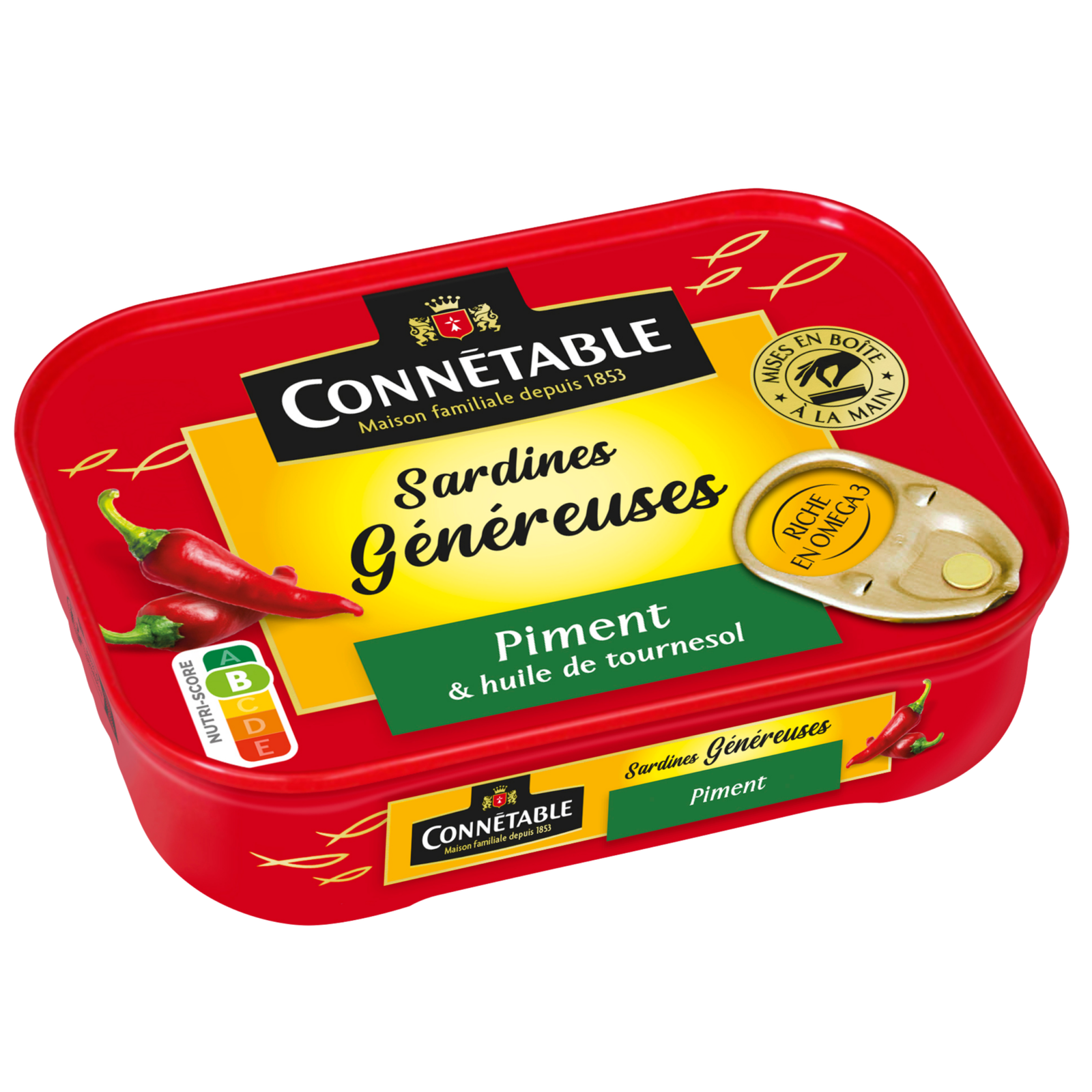 Connétable Sardinen in Sonnenblumenöl mit Chili 140g