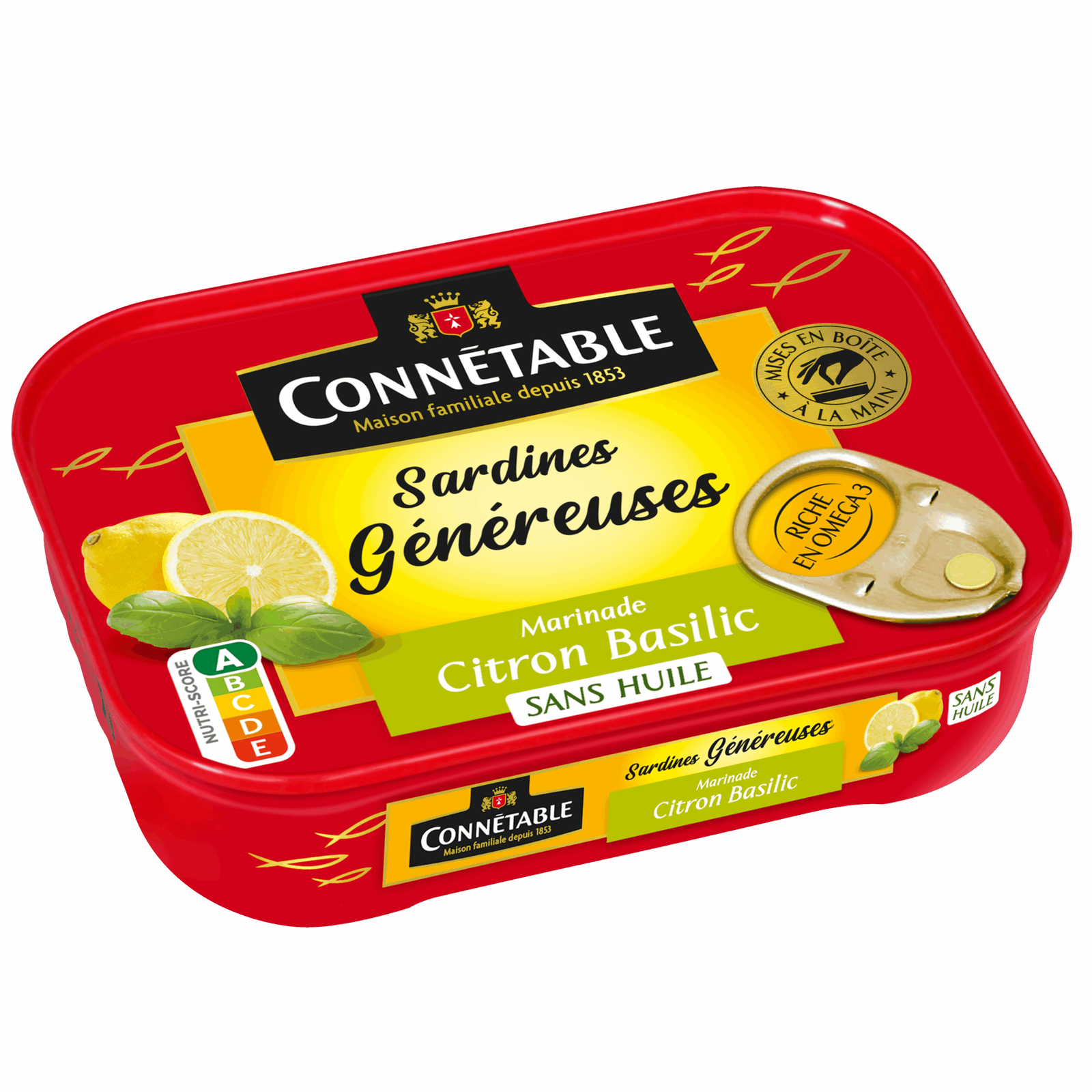 Connétable Sardinen Zitrone-Basilikum ohne Öl 140g